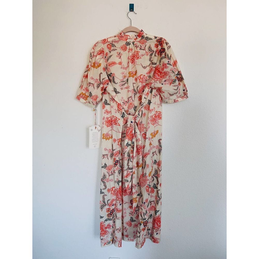 Alix of Bohemia Remi Coral Flower Dress L - Picture 8 of 12